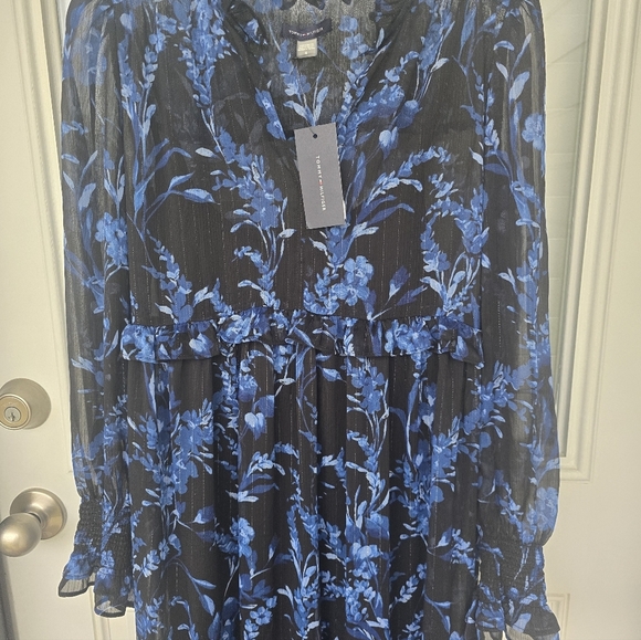 $159 Tommy Hilfiger Provincial Floral Chiffon Ruffled Dress Sz 4 Tiered New Mesh - Picture 4 of 15